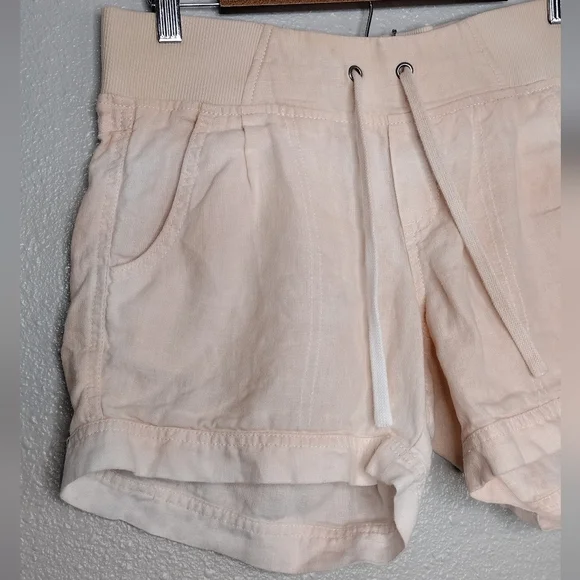 Athleta Women's 100% Linen Peach White Shorts - Picture 3 of 14